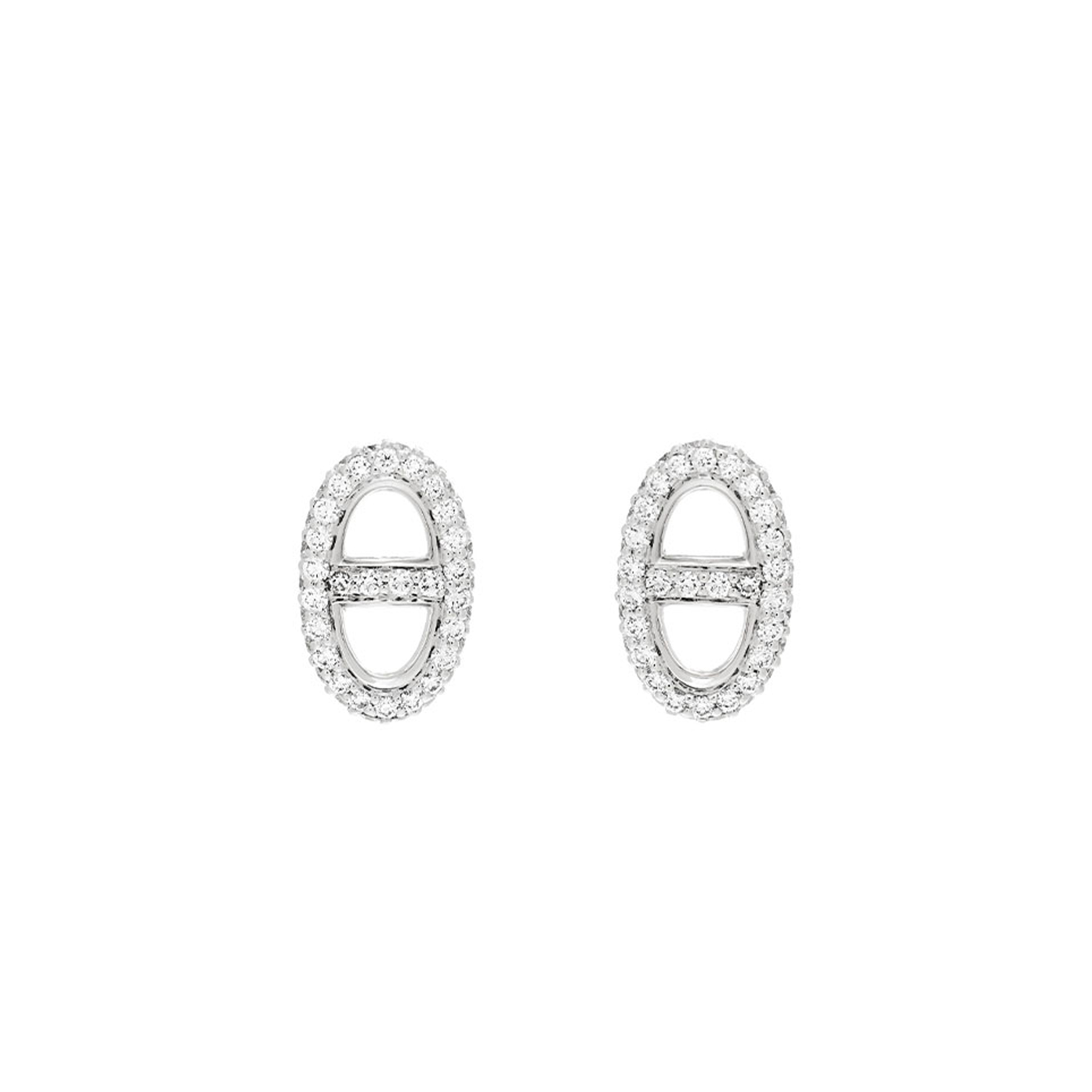 h**mes 18k white gold Di*m*nd new farandole earrings